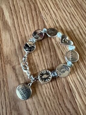 VINTAGE INSPIRATIONAL ROUND DISC DANGLE CHARM 7.5" BRACELET